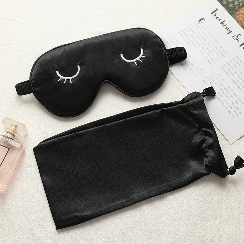 

Adjustable Imitated Silk Sleeping Eye Masks Shading Patch Cover Blindfold Eyepatch Eye Care Relax Travel Accessories with Bag