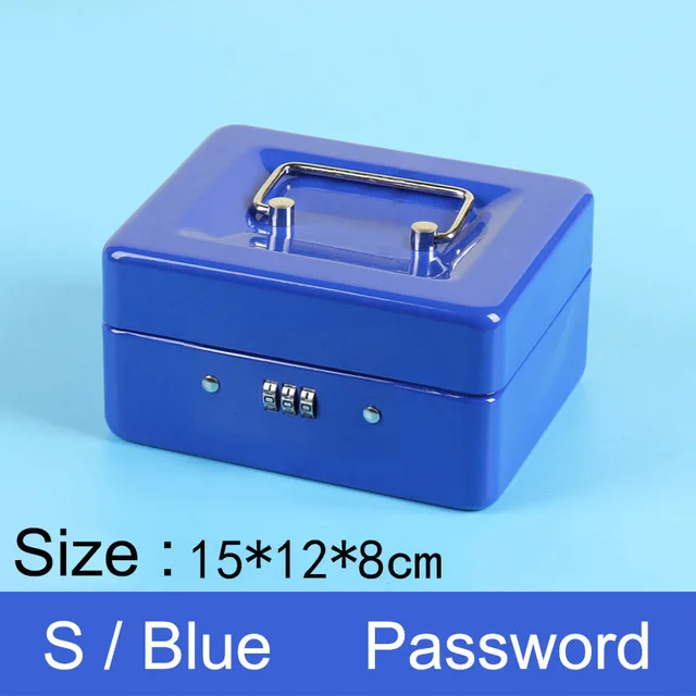 IMPORX пароль мини кассовый Сейф для денег практичная металлическая нержавеющая сталь секретная коробка 3 цифры комбинированный ключ для хранения замок Коробка - Цвет: Blue S size