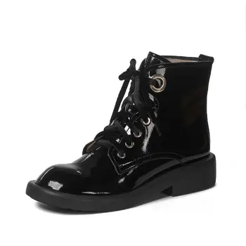 

Genuine Leather low heels boots Winter autumn Short Boots Women Ankle Boots Night Club Shoes Woman Motorcycle Booots