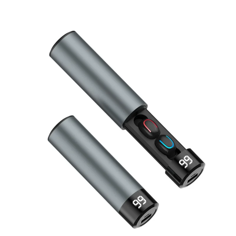 TWS беспроводные наушники Bluetooth 5,0 3D стерео IPX5 водонепроницаемые сенсорные Bluetooth спортивные наушники powebank 3500 мАч - Цвет: Серый