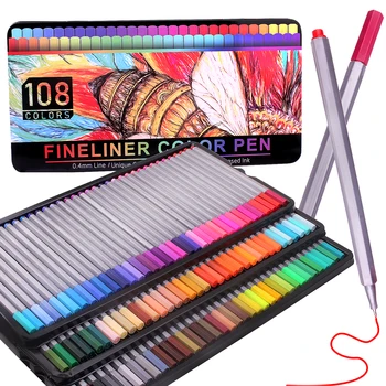 

108 Colors Fine Point Color Pens Set 0.4mm Fine Tip Color Pens Drawing Pen for Writing Note, Comics, Coloring Book