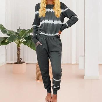 

Autumn Winter Cotton Print Women's Pajamas Round Neck Long Sleeve Top Long Pant Pajamas Set Sleepwear Girls Pyjamas Women