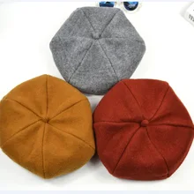 Шляпа крутой корейский стиль осень зима Инди светильник доска сплошной цвет восьмиугольная кепка японский-стильный берет стиль ретро художника