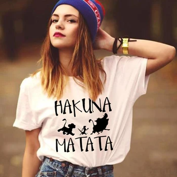 

LUSLOS 2019 Hakuna Matata Letter Print Tshirt Homme Summer Women Short Sleeve T Shirt Plus Size Women Casual Super Soft Tee Tops