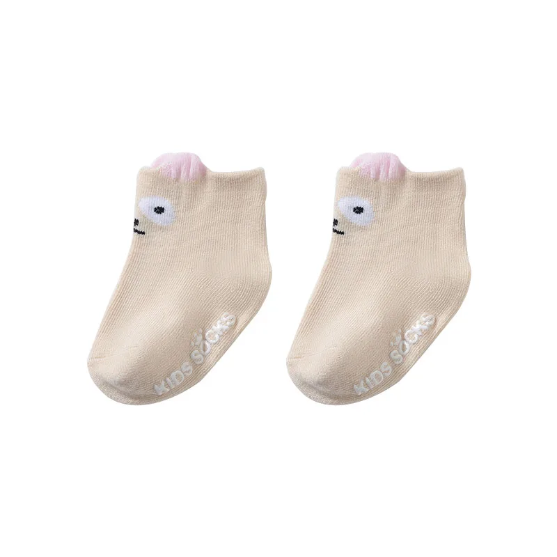 Beige Новые носки для младенцев, хлопковые носки с героями мультфильмов, милые Нескользящие гольфы для новорожденных, мягкие носки для мальчиков и девочек, разные цвета на выбор - Цвет: Beige