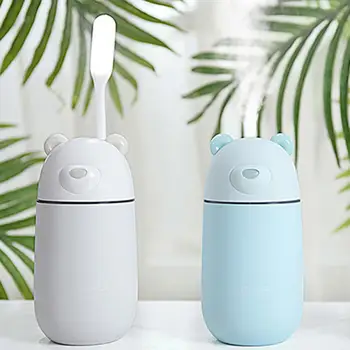 

300ml Mini USB Ultrasonic Humidifier Polar Bear Auto-off LED Light Diffuser Fan