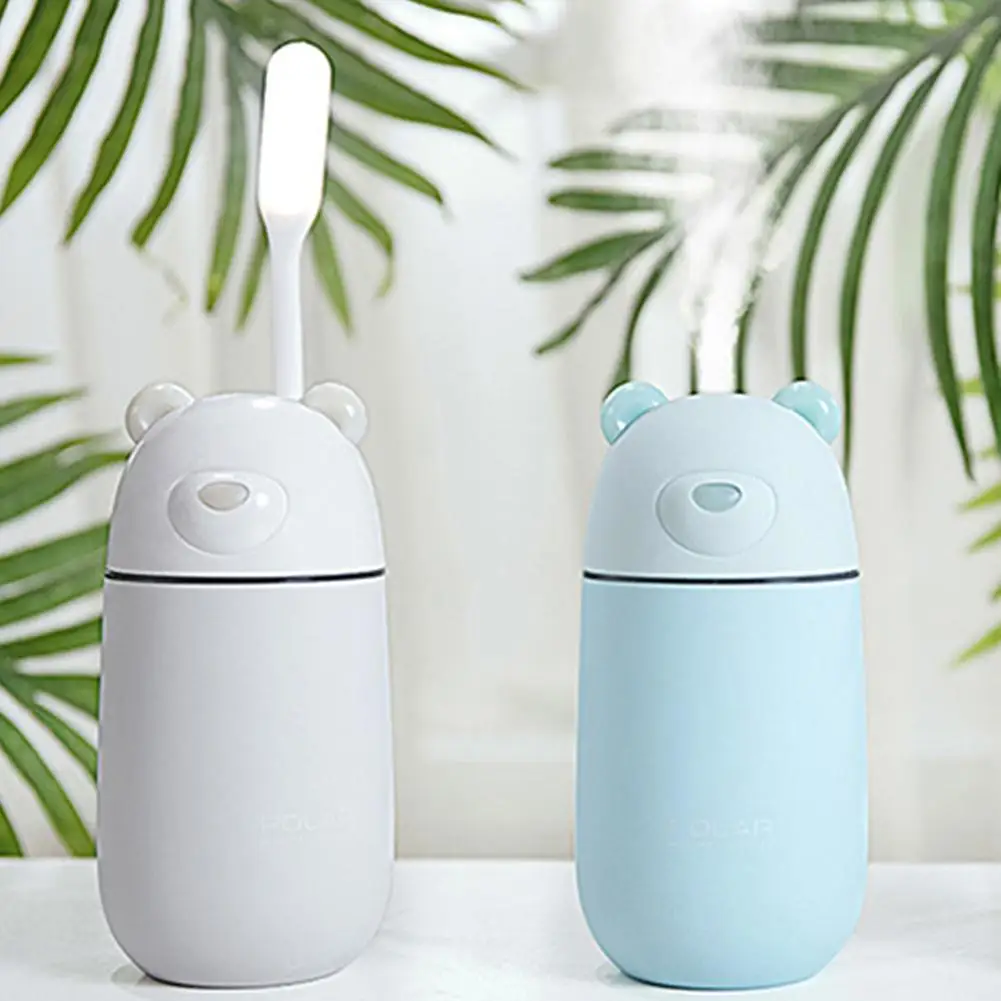 

HOT SALESï¼ï¼ï¼New Arrival 300ml Mini USB Ultrasonic Humidifier Polar Bear Auto-off LED Light Diffuser Fan Wholesale Dropshipping
