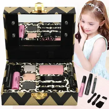 

Kids Makeup Palette Set Princess Girl's Glitter Pretend Play Toy Eyeshadow Blush Lipgloss Brush Light Mirror Cosmetic Toy Kit