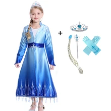 Комплект с платьем Эльзы для маленьких девочек, детский маскарадный костюм принцессы Анны и Эльзы Детские платья на Рождество и день рождения для девочек возрастом от 2 до 16 лет