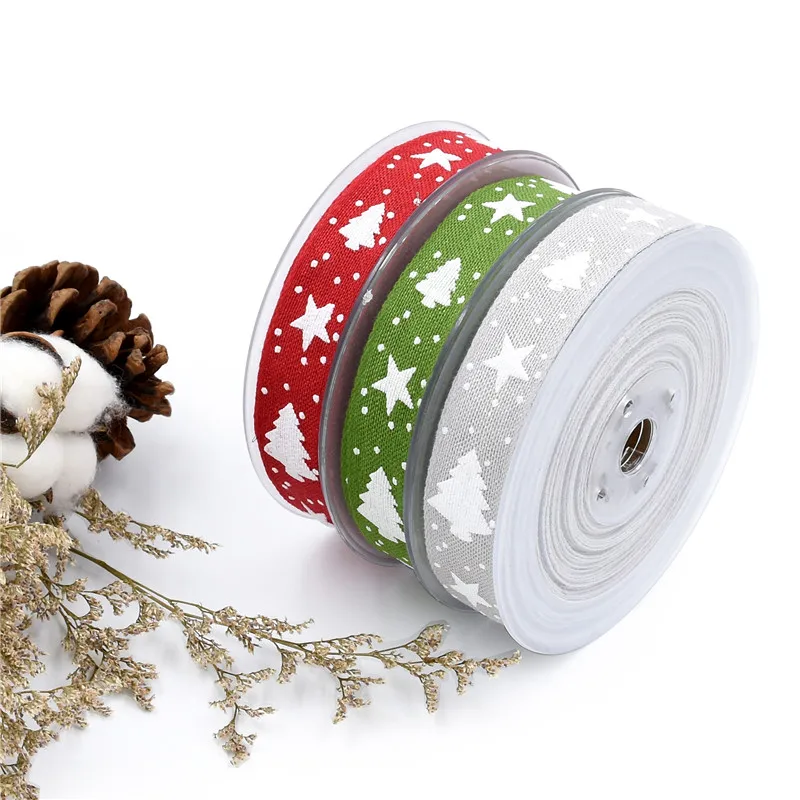 25 мм елочные рождественские ленты для свадьбы X-mas вечерние украшения для праздников DIY Ручная работа бант ремесло открытка подарки упаковочные принадлежности
