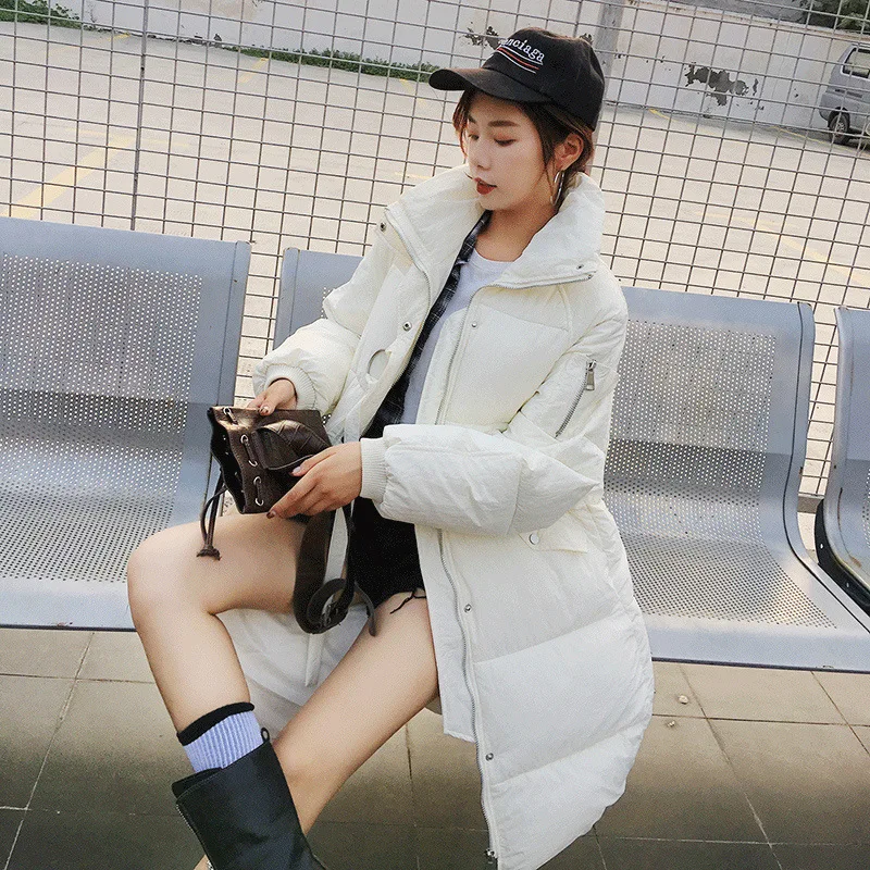 

2018 Winter New Style Korean-style Cotton-padded Clothes X-long Cotton-padded Jacket Coat Loose Thick Warm down Coat 90301