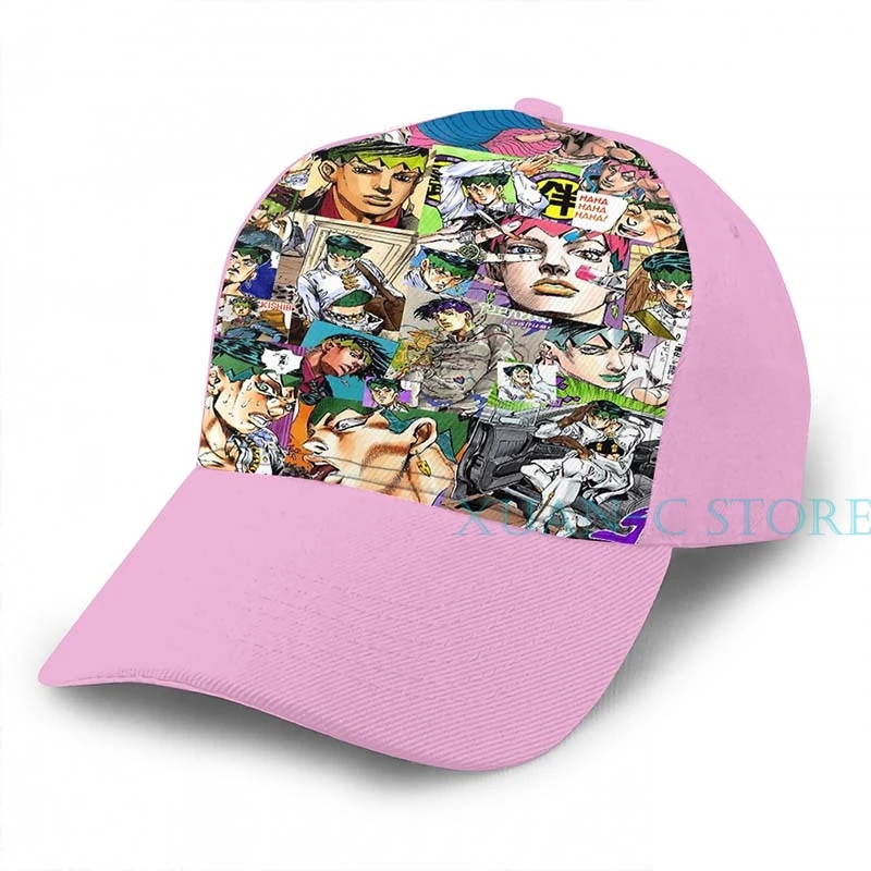 JJBA-Rohan Kishibe-коллаж баскетбольная Кепка для мужчин и женщин модная одежда с принтом черная шляпа унисекс - Цвет: Pink
