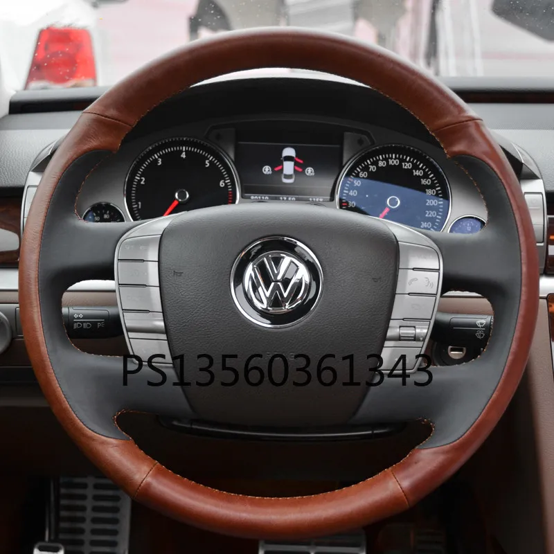 

For Volkswagen Bora T-ROC Teramont Coupe polo Tharu Passat C-TREK hand-stitched steering wheel cover leather suede grip cover