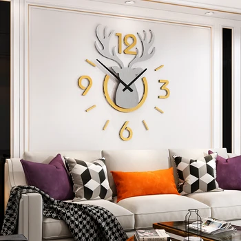 

Nordic Large DIY Wall Clock Modern Design Living Room Hole-Free Silent Watch Wall Clock Sticker Office Wall Home Decoration Gift