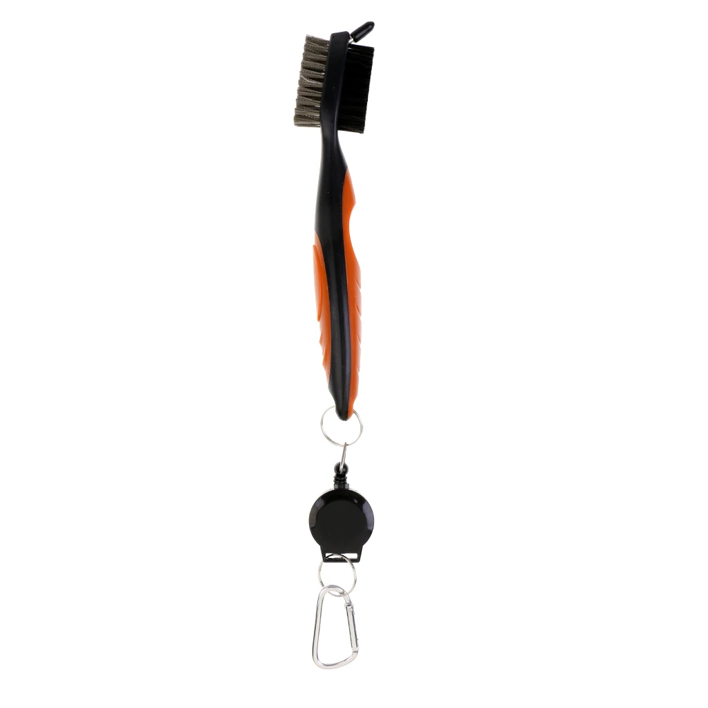 Portable Double Sided Golf Club Brush and Club Groove Cleaner with Retractable