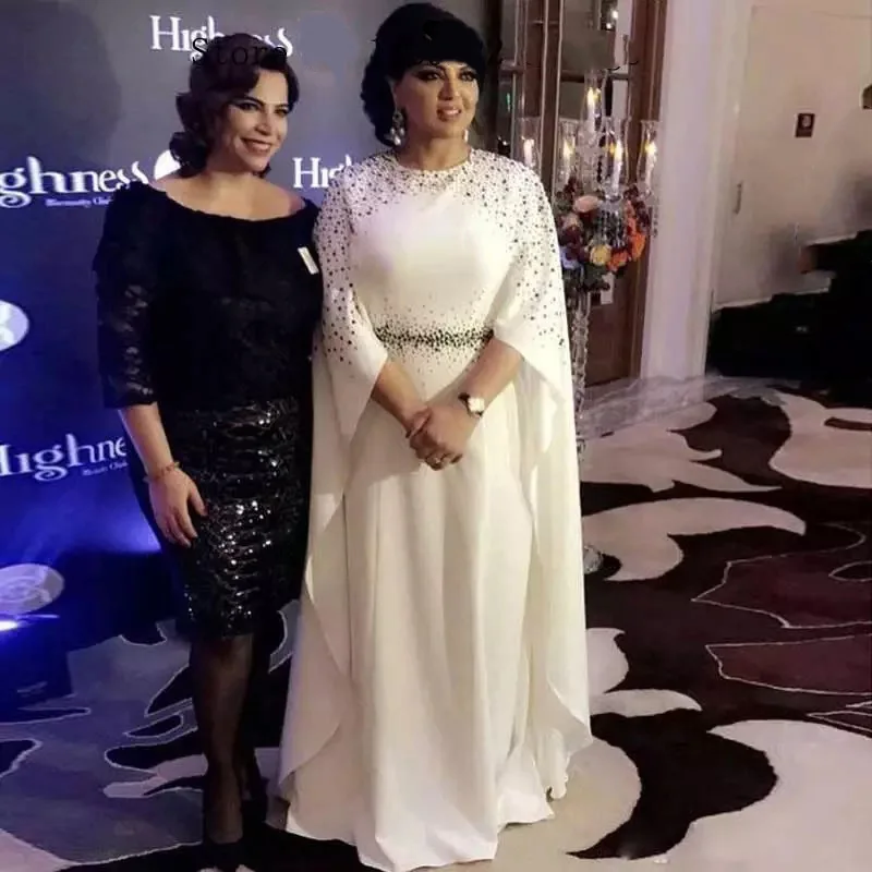 Moroccan Caftan Muslim Evening Dresses 2021 White Crystal Beading Formal Gown Arabic Dubai Women Prom Dress Vestidos De Noiva | Свадьбы и
