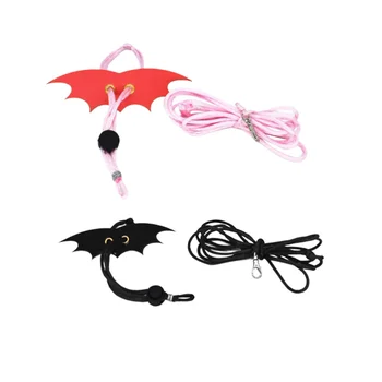 

2PCS Cute Hamster Leash Small Animal Harness Leash Rat Mouse Adjustable Rope with Bat Wing for Squirrels Guinea Pig (Size S Red/