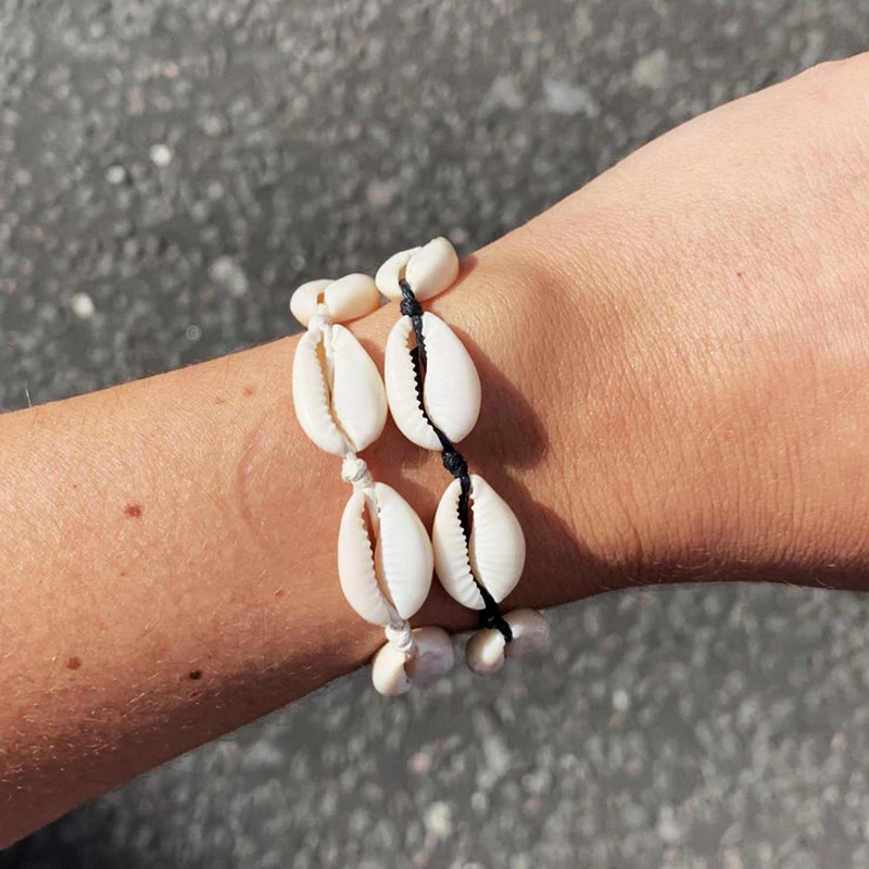 

Bracelet Women Fashion Handmade Natural Seashell Hand Knit Bracelet Shells Bracelets Women Accessories Beaded Strand Bracelet