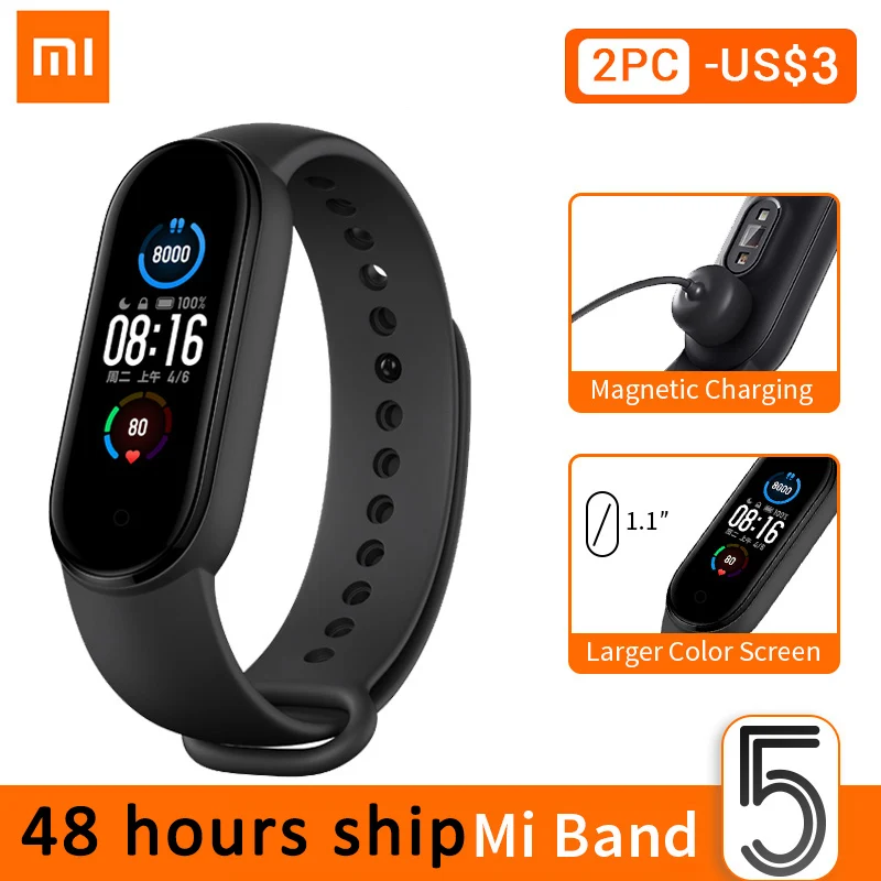Смарт браслет Xiaomi Mi Band 5/4 4 цвета AMOLED экран 5 фитнес трекер Bluetooth Smartband
