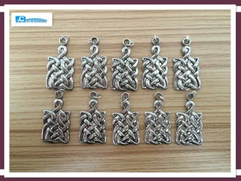 Kinitial 10pcs 3*1.5cm Antique Silver Dangle Chinese Knot Connector Charm Pendants Jewelry Findings Necklaces Bracelets Making