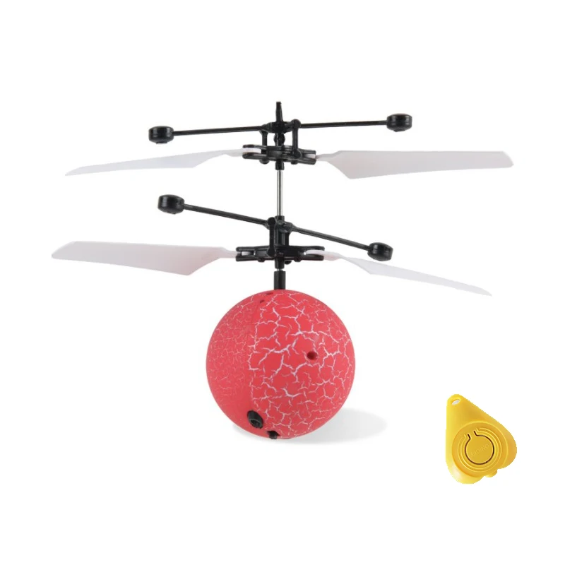 Мини-Дрон, Радиоуправляемый вертолет, летающий шар, летающий игрушечный шар, сверкающий светодиодный Квадрокоптер, Дрон, Летающий вертолет, детские игрушки - Цвет: Red with switch