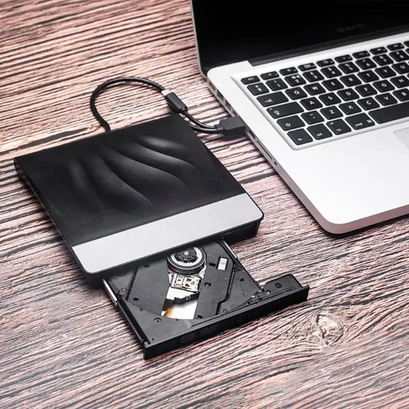 Внешний DVD Оптический привод USB 3,0+ Тип C двухпортовый мобильный VCD CD плеер Внешний Оптический привод для ноутбука ПК Apple компьютер