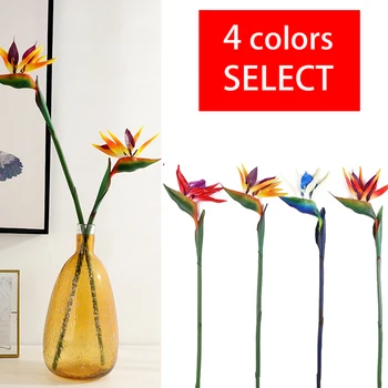 

80Cm Artificial Flower Bird Of Paradise Strelitzia Floor Fake Flower Feel Green Floar Decoration Flower For Room Wedding Party