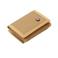 Men Solid Color Wallet Three-fold Coin Purse Canvas Wallet with Velcro Fashionable Card Pack 1