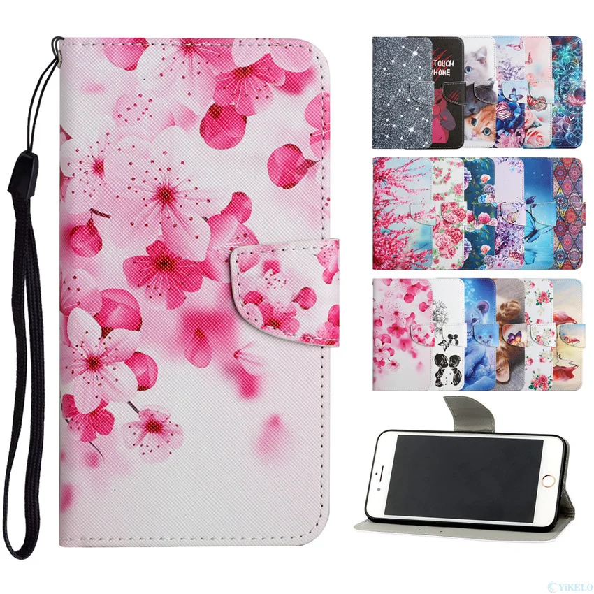 2021 Flip Wallet Leather Case For iPhone 11 12 Pro X XS XR Max 6 7 8 6S Plus Phone Book Cover Butterfly Flower Cat Flamingo Pain | Мобильные