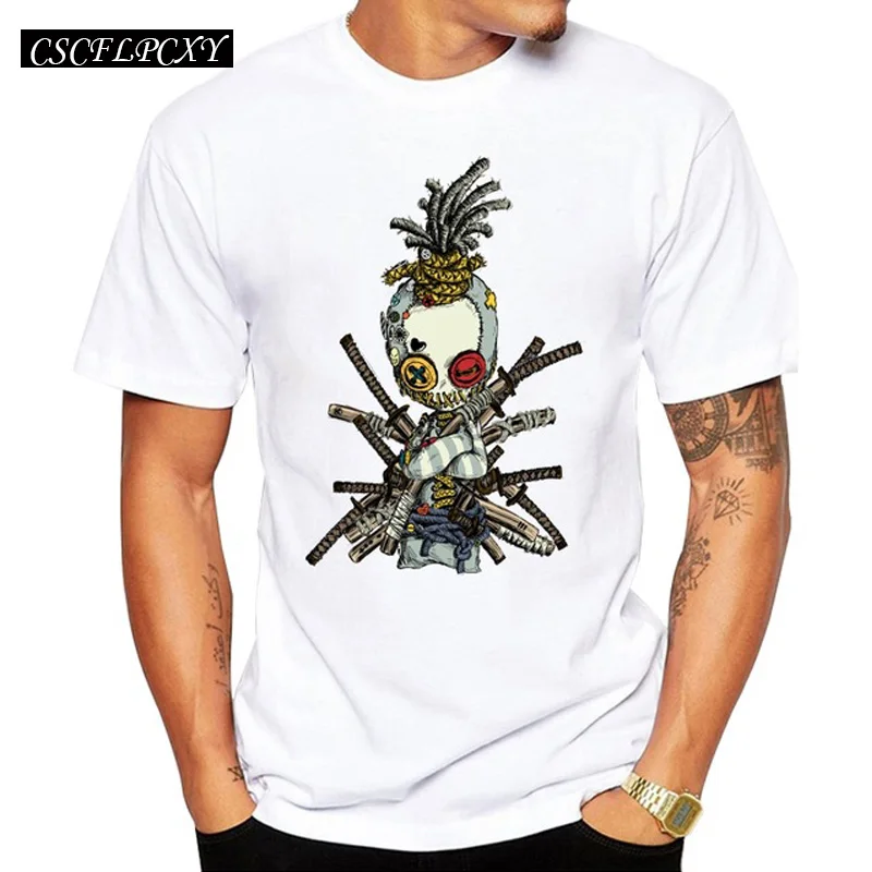 

2019 Rag doll Samurai Men T-Shirt Short Sleeve Casual T Shirt Hipster Vintage Skull Printed Tee O-Neck Summer Tops