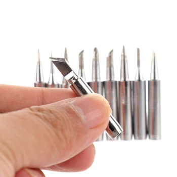 

10Pcs Solder Soldering Iron Tip Tool Set for Lusey Aoyue 968 head set inside hot bare copper electric soldering iron tip