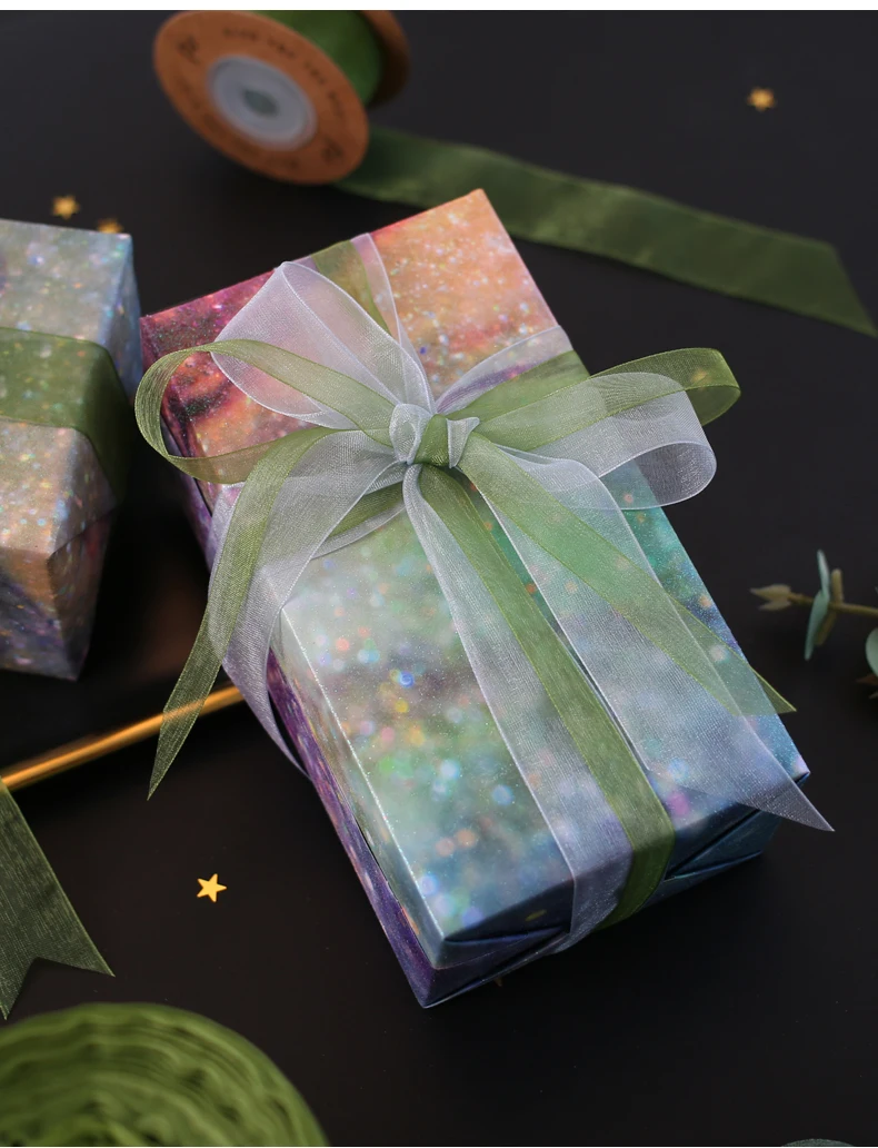 2pcs Dream Starry Sands Gift Wrapping Paper Business Self-adhesive Handmade Birthday Packing Paper Christmas Decorative Paper
