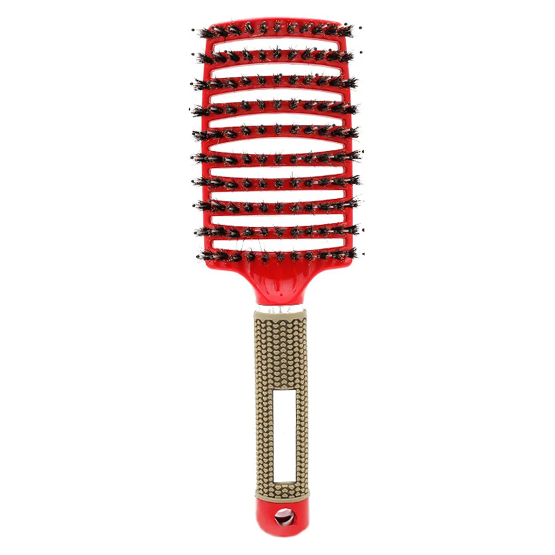 bristle nylon Массажная расческа Профессиональные парикмахерские принадлежности девять рядов в форме расчески вьющиеся пластиковые большой гребень изогнутой формы волосы салон ребра Расческа Щетка - Цвет: bristle nylon