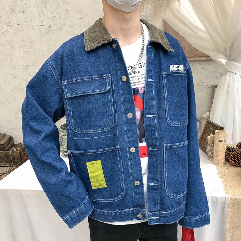 

Autumn And Winter Thick Section MEN'S Denim Jacket Tops Korean-style Fit Slim Fit Slimming Multi-pockets Simple Handsome Cowboy