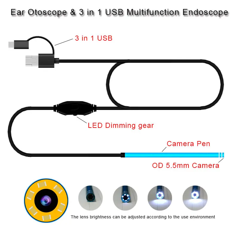 

Metal Plastic 30W Handheld Endoscope Computers USB Endoscope Endoscope Portable Monitoring Photos Ear Spoon Borescope