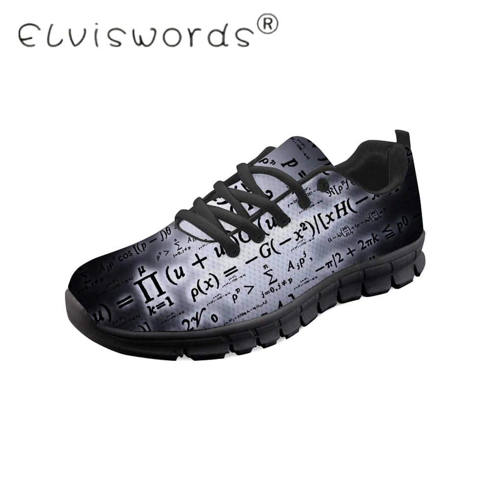 

ELVISWORDS Men Shoes Math formula Cusual sneakers Print on demand Spring autumn Black Lace-up Male Shoe scarpe uomo Size 37-45