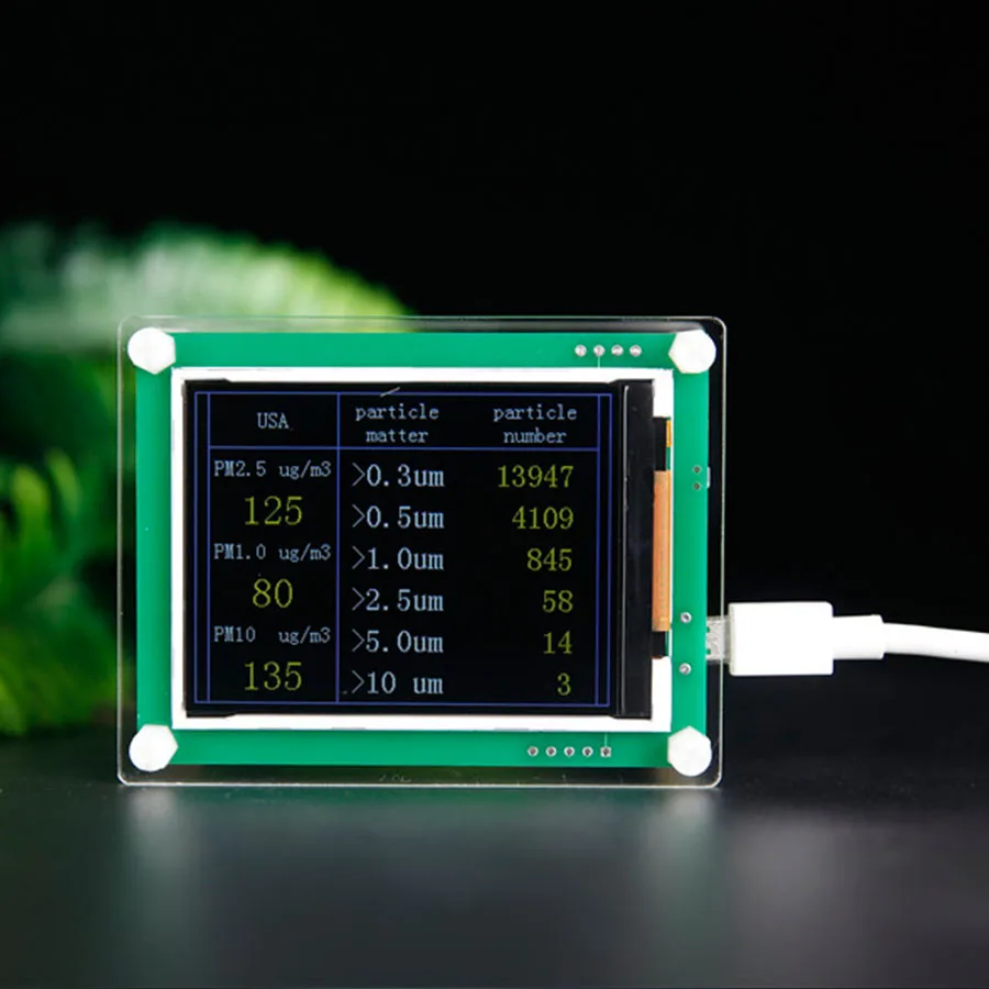6IN1 Car LCD Digital Air Quality Monitor PM2.5&PM1.0&PM10& AQI Detector Tem&RH Tester Meter