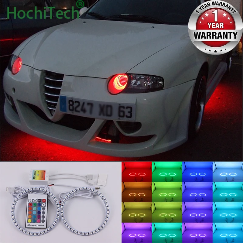 Для Alfa Romeo 147 2000-2004 галогенная лампа высокого качества многоцветные ангельские глазки светодиодный rgb фара Halo Кольцо Набор RF пульт дистанционного управления