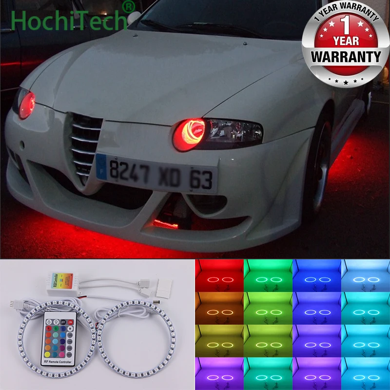 

for Alfa Romeo 147 2000-2004 Halogen light High Quality Multi-Color Angel Eyes LED RGB Headlight Halo Ring Set RF Remote Control