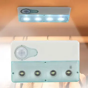 

4 LEDS No Wiring Bedside 3 Modes Battery Powered PIR Hallway Sensitive Infrared Induction Indoor Stairway Motion Sensor Light