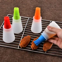 2 In 1 Portable Silicone Oil Brush With Bottle Lecythus Pastry Cake Baking Accessories BBQ Basting Tool Kitchen Cooking Gadgets