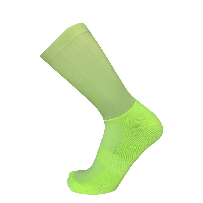 Фирменные профессиональные велосипедные носки для команды шоссейных велосипедов, противоскользящие бесшовные силиконовые Аэро носки - Цвет: Зеленый