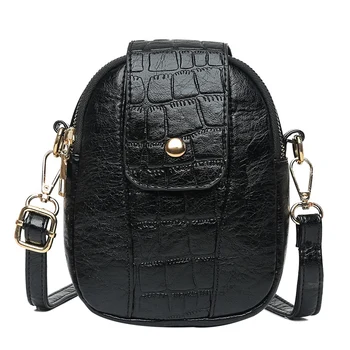 

Ladies Messenger Bag PU Leather Crocodile Pattern Small Mobile Wallet Shoulder Bag Mini Backpack