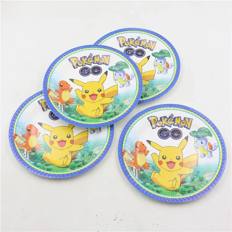 Чашки+ тарелки+ баннеры+ подарочные пакеты pokemon go/Пикачу мультфильм диспортации набор столовых приборов день рождения событие, фестиваль поставки