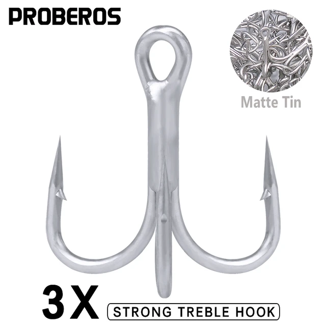 10pcs/lot Saltwater Fishing Hook Matte Tin Treble Hook 2/0#-1/0#-1