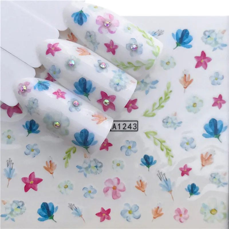 Newest DIY Nail Sticker 10PCS Nail Applique Adhesive Flower Rattan Nail Sticker Lace Design Nail Paste