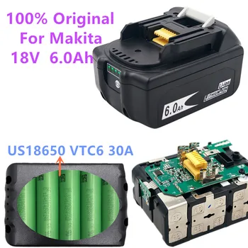 

100% Original for Makita 18V battery 6000mAh Li-ion Power Tools Replacement Battery BL1830 BL1840 BL1850 Balance Charging