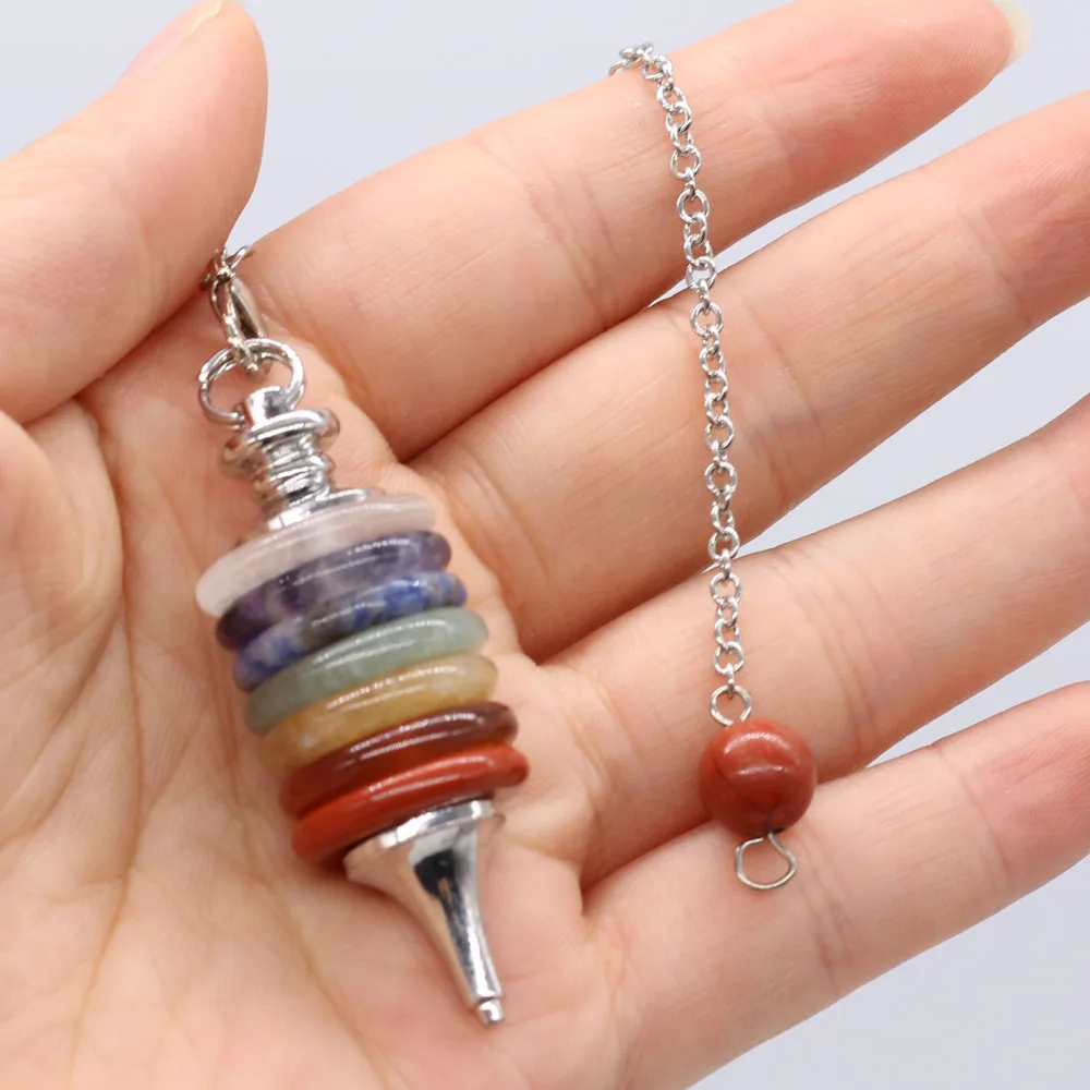 3PC Wholesale Healing Natural Stone 7 Chakra Spirit Pendulum Reiki Hypnosis Pendant For Jewelry Making DIY Necklace Home Decorat
