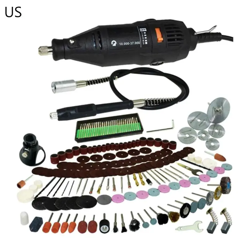 

192Pcs/Set US/EU Plug Mini Electric Drill Grinder 5 Rotary Speed Polishing Kit 2019 New