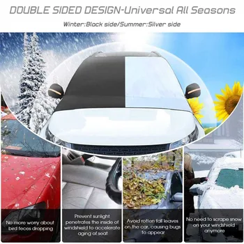 

Cover With Reflective Strip Winter Car Front Windshield Snow Ice Cover Auto Outdoor Window Windscreen Snow Shield Sunshade Visor